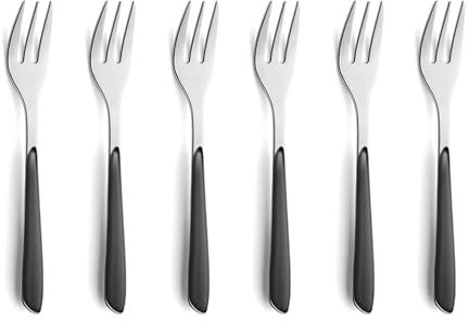 Kuppels Prisma Kuchengabel-Besteck Set aus 18/0 Edelstahl, 6-teilig, für 6 Personen, hochwertige Kunststoffgriffschalen in Schiefergrau, rostfrei & spülmaschinenfest