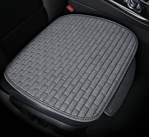 SMIUPIN Housse de siège de Voiture Universelle en Tissu de Lin，Coussin de siège de Voiture antidérapant pour Voiture, Camion, fourgonnette (Gris, Coussin de siège Avant)