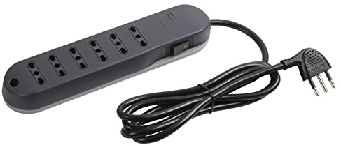 BTICINO Ciabatta Multipresa Elettrica 6 Posti Bipasso 10/16A, Ciabatta Elettrica con Interruttore, Salvafulmine e Cavo di 1,5m Spina 10A, Adatta per Spine Italiane, Salvaspazio Robusta e Sicura, Nero