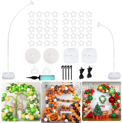 AerWo Balloon Arch Kit Balloon Arch Stand with Base, 9.35Ft & 6Ft High Free Bending Half Arch Balloon Stand for Wedding Birthday Party Baby Shower Yard Lawn Christmas Decorations