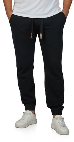 riverso RIVKasper - Pantaloni sportivi da uomo, per jogging, tempo libero, taglio regolare, tinta unita, cotone, colori: grigio, rosso, blu, nero, verde, taglie: S, M, L, XL, XXL, 3XL, 4XL, 5XL, Nero