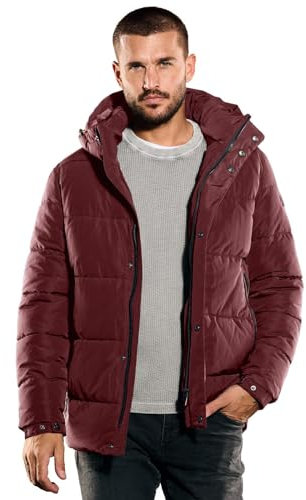 emilio adani Herren Herren Steppjacke mit Kapuze, 35508, 35508, Dunkelrot in Größe 50