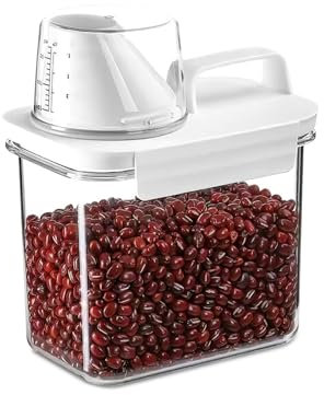 La Llareta Boite Cereales Hermetique pour Riz, Boite a Riz Étanche, Distributeurs de Lessive en Poudre, Stockage pour Haricots, Détergent, avec Tasse à Mesurer, 1100ML