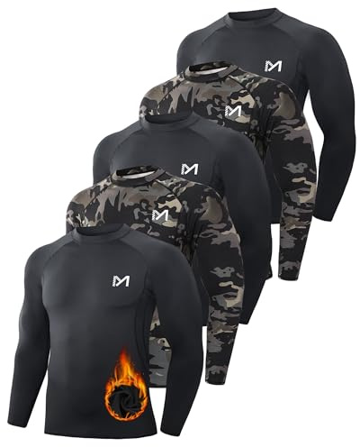 MEETWEE Men's Thermal Underwear Tops,Thermal Shirt Long Sleeve Compression Shirt Functional Shirt Breathable Thermal Undershirt Men Sports Shirt for Running Fitness Gym
