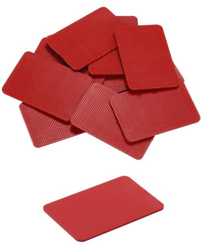 QUARKZMAN 20 Stück Unterlegplatten Kunststoff 60 x 40 x 2 mm Abstandhalter Fliesenkeile Distanzplatten Ausgleichsplatten Keile Distanzklötze Abstandshalter Unterlegklotz Distanzhalter, Rot