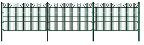 Clôture en treillis à double barre MORATA losange hauteur : 120 cm / longueur : 20 m 1x poteau d'angle I Clôture de jardin, clôture en treillis