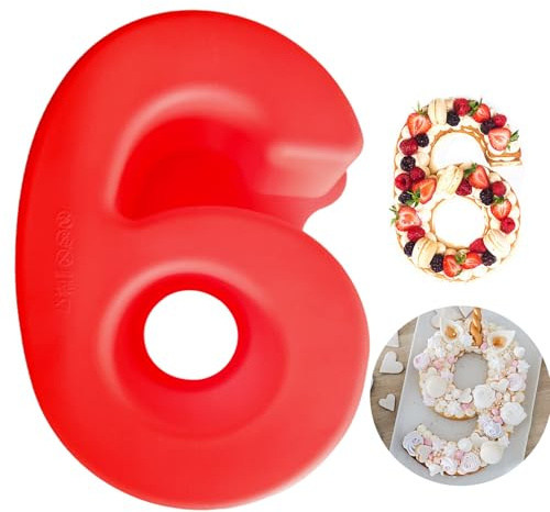 BEKKLPOU Stor silikonstorlek 6/9 kakform bakning, siffror bakform kakform non-stick bakform, siffror, för barns födelsedag, bröllop, jubileum, födelsedagstårta