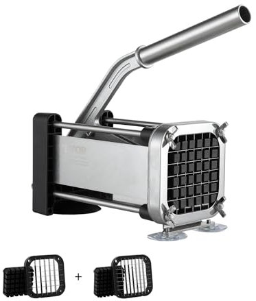 VEVOR Tagliapatatine, Tagliapatate con Lame in Acciaio Inossidabile da 1/2 e 3/8, Tagliapatate Manuale con Ventose, Ideale per Patate, Patatine Fritte, Cetrioli, Verdure, Carote