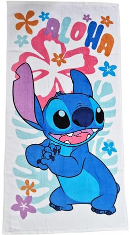 Jerry Fabrics Toalla de baño infantil, toalla de playa, toalla de ducha para niñas y niños, 100% algodón, 70 x 140 cm, Stitch