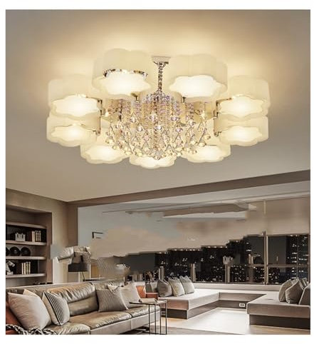 PVYGDXYI Plafonnier en Cristal Moderne à LED, Applique Murale à intensité Variable, 9 têtes, luminaire décoratif d'intérieur, idéal pour Un Salon, Une Chambre à Coucher, Un Bureau ou Un Restaurant