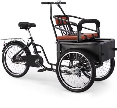 LSQXSS Triciclo invertido con Pedales y Asiento Delantero Grande, Triciclo para Adultos con ruedines para Recoger niños y Mascotas, Doble Freno, Bicicleta 3 Ruedas