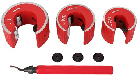 Garosa Circular Tubing Cutter Deburring Tool 1/2 3/4 1 Inch Compact Pipe Cutter for PVC Copper Aluminum Pipes HVAC Plumbing with 3 Replacement Heads