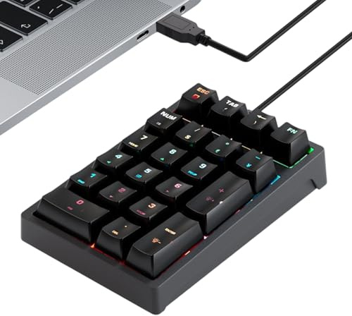 Lunaobrik Numeriskt tangentbord för dator – mekaniskt tangentbord med sjutton knappar | numeriskt tangentbord med plug-in-anslutning för dator, bärbar dator, dator, dator, finansiell redovisning,