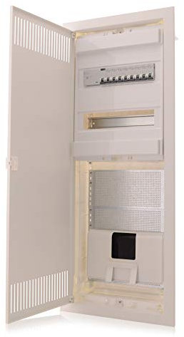 Intratec Multimediaverteiler & Sicherungskasten Kombi Unterputz 842x346x92mm 2-reihig für 24+4 Module Verteiler IP30 Stahltür Kommunikationsverteiler Weiß (RAL 9003)