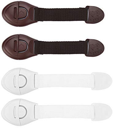 Paquete de 4 Cierres de seguridad para bebés Adhesivo para niños Armario para armarios Armario para cajones Cierres Rápido Sin herramientas Instalación Sin perforaciones Uso multiusos para