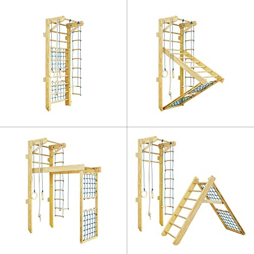 Kidsmont - Espaldera 5 en 1, Plegable, espaldera para espaldera, espaldera, espaldera, espaldera, Escalada, Interior, Pared de Escalada, Azul, Sprossenwand