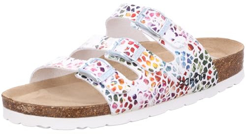 Rohde Damen, Frauen, Klassische Sandalen, Sandalen,Pantoletten,Sommerschuhe,Hausschuhe,Kork-fußbett,Weiss/BUNT,38 EU / 5 UK