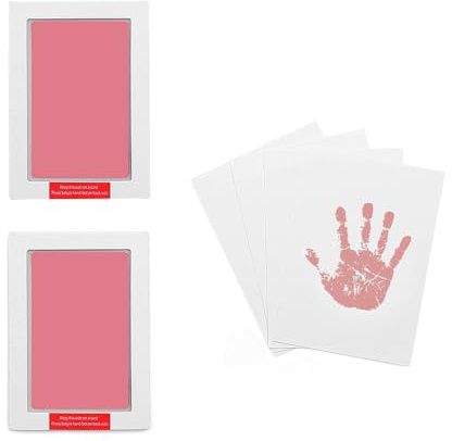 2-pack stora bläckfria hand- och fotavtryckskit ren touch bläckdyna för baby husdjur tassavtryckningskit (2 rosa bläckdynor, 4 tryckkort)