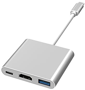 Hub USB C 3 en 1,USB C a HDTV Adapter, Tipo - C Hub a HDTV 4k Salida USB 3.0 Port 100W Charing Port, comparable para USB C laptops y Otros Tipos de Dispositivos C