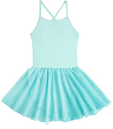 EQSJIU Toddler Ballet Leotard for Girls Camisole Solid Leotards Dance Skirts Kids Ballerina Dress Ballet Clothes, 3-4T, B Green