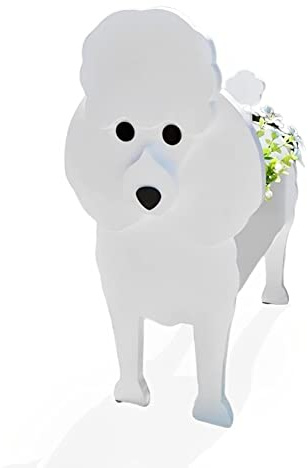HLASMSPE Maceta de caniche, maceta para decoración de jardín, regalos para cachorros pequeños para mujeres, contenedor de plantas en forma de perro, caja de almacenamiento para perros, 34 x 24 cm