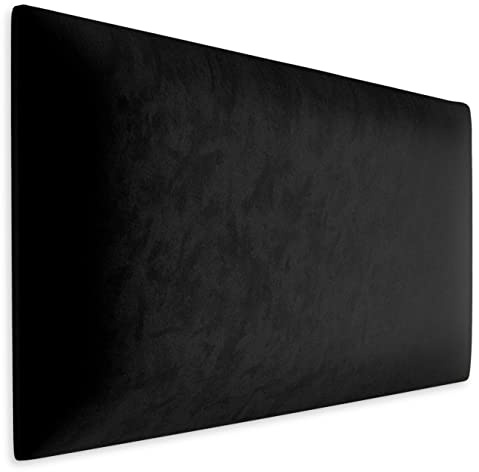 Muralo Cojín de pared de terciopelo de tela, panel tapizado para dormitorio, salón, cama, tapizado de pared, cabecero de cama, moderno de lujo acolchado, panel acolchado (50 cm x 40 cm, negro)