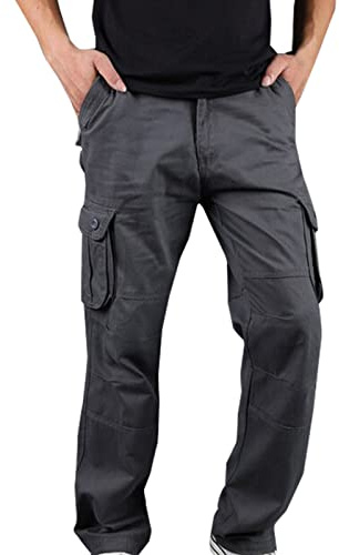 Muscularfit 2023 Cargo Pants for Men Mens Cargo Pants Relaxed Fit Cotton Outdoor Jogger Athletic Pants Loose Trousers Causal Straight Sweatpants 2023 Mens Khaki Pants Sweatpants for Men Gray XS