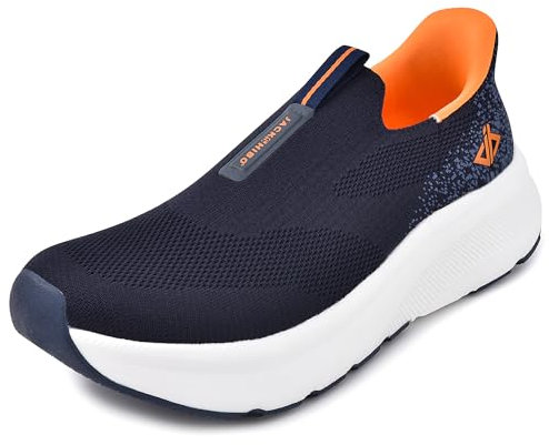 JACKSHIBO Hände frei Slip in Herren Schuhe Slip on Sneakers Fußbogenstütze Orthopädische Schuhe Memory Foam Walkingschuhe Mit Weite Zehenbox Nullabsatz Sohlen,Blau,43 EU