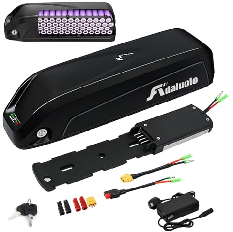 Adaluolo Ebike Hailong Akku 36V Ebike Batterie 10AH Elektrofahrräder Batterie Lithium-Ionen Akku mit Ladegerät, 4 Pin Grundplatte für E-Bike Ba-fang/Tong-Sheng und andere