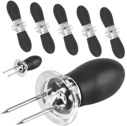 Gogogmee 12 Pezzi Forchetta Per Mais in Acciaio Inossidabile Forchette Di Mais Spiedini Di Mais Compatti Spiedini Di Mais Per Pannocchie Spiedini Di Pannocchie Porta Mais Gel Di Silice