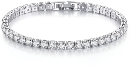 ZAULER Tennis Bracelets 14K Gold/Silver Plated 2.5-5mm Width Sparking Rhinestone Chain Bracelet Delicate Tennis Jewelry for Women Men