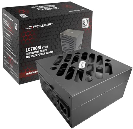 LC-POWER ATX PC Netzteil 700W, Zertifikat 80 Plus, 140mm Lüfter, Integrator Serie LC700SI V2.31, Schwarz