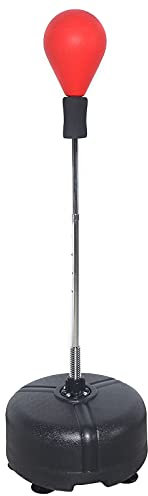 Punchingball de boxe debout pour adulte - Hauteur réglable (120 à 160 cm) - Sac de frappe debout - Avec support - Pour enfants et adultes - Rouge