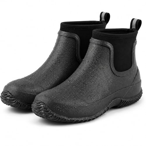 Jollywalk ankle wellies, handmade, made of 100% rubber material, suitable for both men and women, suitable for yard cleaning and walking, comfortable, non slip, waterproof