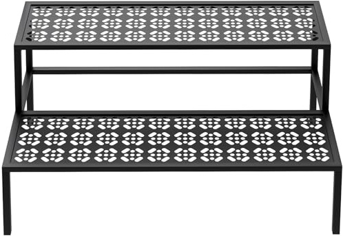 Huhote Escalera de flores de metal de 2 peldaños