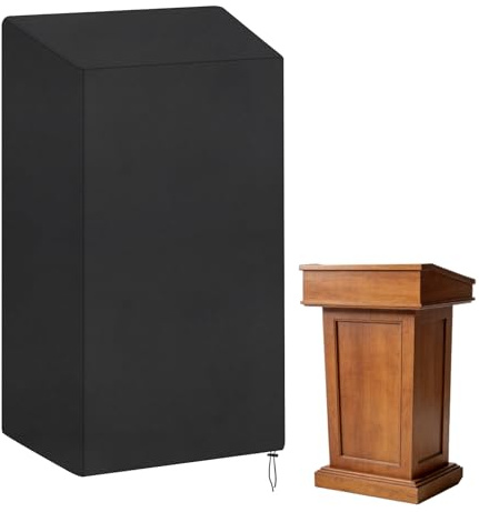 Klmnop Podium Protective Cover, Water Resistant Polyester Protective Cover for Standard Size Podium Stand, Lectern, Pulpit, Teacher Easel and Desk Shelf, 25.2L x 18.1W x 49.2H(Black)