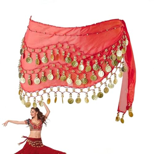 Bufandas De Cadera para Danza del Vientre, Cinturón Danza del Vientre con Monedas, Pañuelo Triangular Egipcio, para In Representaciones Teatrales