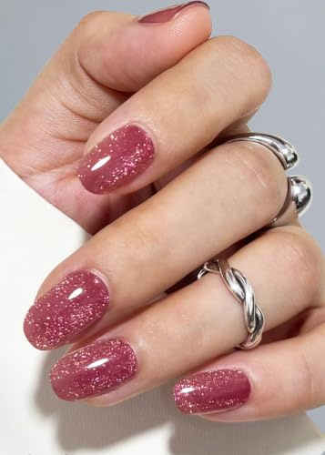 Unghie Gel Adesive UV, Occhio di gatto rosso 20 PCS Smalto Adesivo per unghie, Strisce di Smalto Gel per Unghie