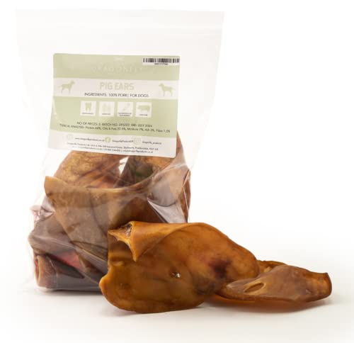 Dragonfly Products Pigs Ears For Dogs | 12 Large Pieces | British Whole Pork Ear Chew | Natural Raw Healthy Treat | Grain Free Long Lasting Snack