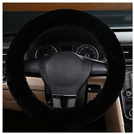 Fluffy Steering Wheel Cover Warm Microfiber Automotive Plush Steering Wheel Cover Comfortable Anti Slip Auto Steering Wheel Protector Universal Elastic Protection Cover