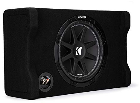 KICKER 48CDF124 Comp - Subwoofer de 12 pulgadas en carcasa de disparo hacia abajo, 4 ohmios