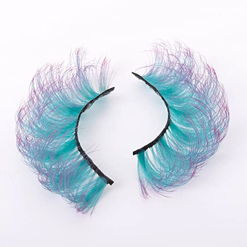 KFZR Ombre Lashes Gradient False Eyelashes Colored Eyelash Colorful Blue Purple Orange Pink Green Extension D Curl 1 Pair Eye Lashes (C116)