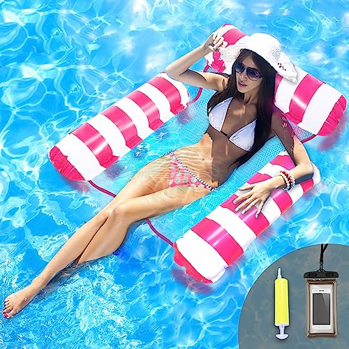 Pool Inflatables for Adults, Inflatable Floats Swimming Pool Lounge Chairs | Thickened PVC Inflatable Pool Chair, Reinforced Leak-Proof Air Valve, Pool Hammock Floats Seat for Adults Children 150kg Load