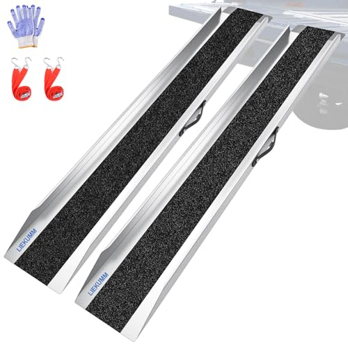 LIEKUMM 2X 150 cm Auffahrrampe, 600 kg Tragkraft Stahl Motorrad Rampe, Anti-rutsch Laderampe für Motorrad, Elektromotorrad, ATV, Werkstatt, Lager, Auffahrrampe für Anhänger, Garage