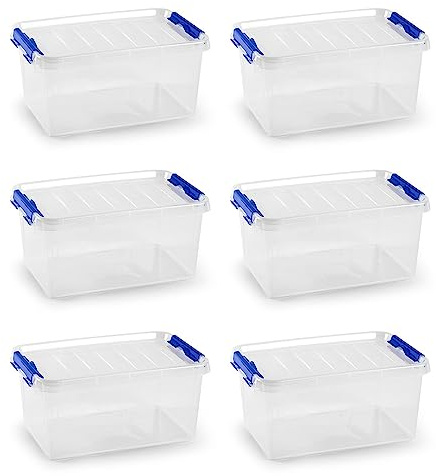 Acan Tradineur - Pack de 6 Cajas de Almacenamiento - Fabricado en plástico - Contenedor para almacenar Juguetes, Libros, Ropa, Mantas - N.º 26-15,5 x 34 x 22,5 cm - 8 L