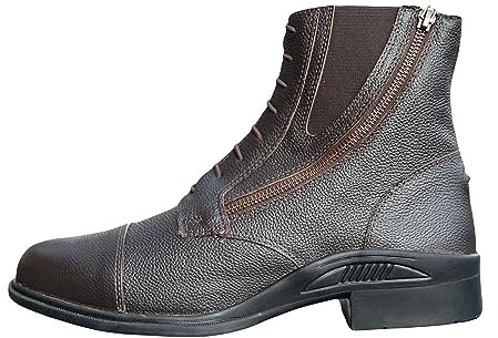 Equipride Jodhpur-Stiefel aus Leder, mit seitlichem Reißverschluss vorne, Schwarz und Braun, Größe 36-42, braun, 37 EU