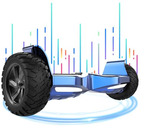 ELEKGO 8,5 Zoll Hoverboard, geländegängiger, selbstausgleichender Offroad-Roller mit Bluetooth-LED-Licht und APP für Jugendliche und Erwachsene (Blue)