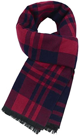 Zando Écharpe Homme - Écharpe d'hiver pour homme - Écharpe de Noël pour homme, Rouge et noir, Taille unique