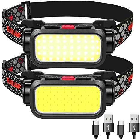 Head Torch Rechargeable, super Bright 8000 Lumen Wide Beam LED Hand Tools, Lightweight Head Light, Headlamp with 4 Modes Light Bar, Waterproof Head Torch for Outdoor/Camping/Fishing [Energy Class A+]