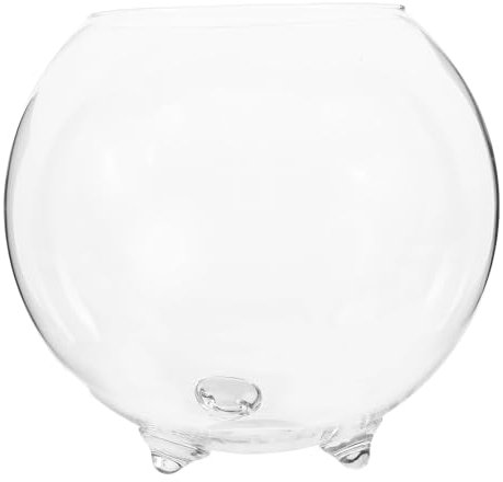 TOPBATHY Glass Hydroponic Vase - Round Transparent Glass Container for Succulents Ferns and Home Decor - 15Cm Versatile Design